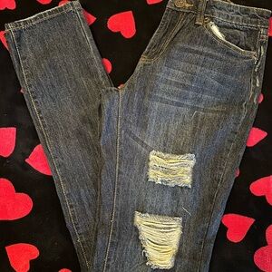Spoon Jeans Stylish Distressed Blue Jeans for Women